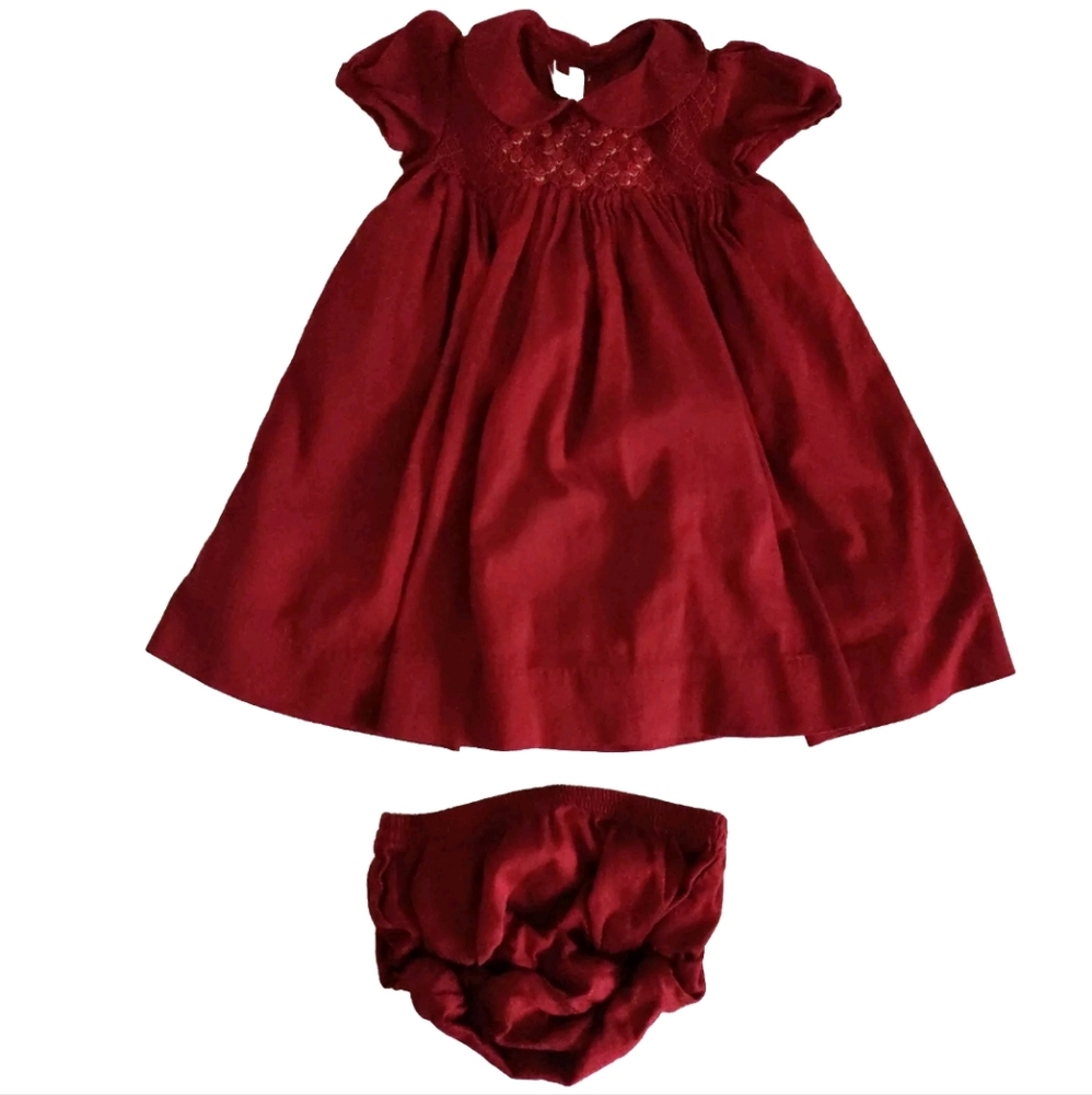 Threads Dress and Bloomer Set 18-24 Month Red Smocked Rose Holiday Special Event